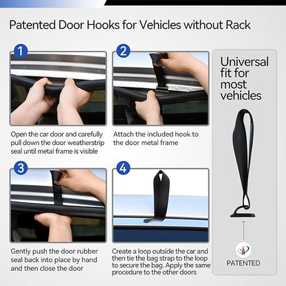 MARCHWAY Waterproof Car Roof Luggage Bag, Weatherproof Soft Shell Rooftop Cargo Carrier Bag for Vehicles with or Without Rack. 6 Door Hooks, Anti Slip Mat, Lock Included (21 Cubic Feet, Blue)