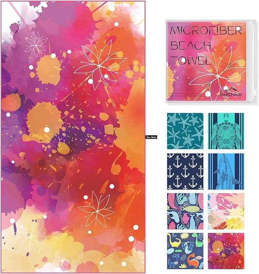 Your Choice Microfiber Beach Towels, Sand Free Beach Towel, Quick Dry Beach Towel, Extra Large Beach Towels for Adults, Kids (67x35 Inch, 60x30 Inch), Travel Towel, Camping Towel