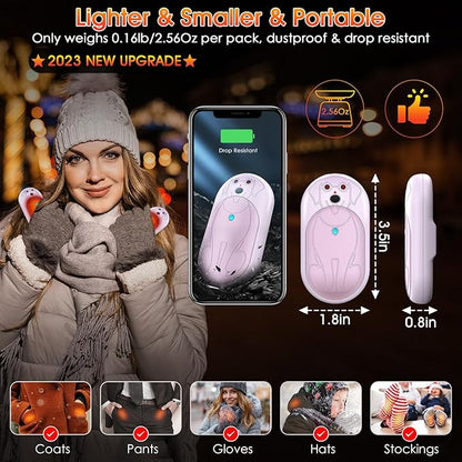 Rechargeable Hand Warmers 6000mAh Portable: Aleath Warm Gifts for Outdoor Hunting Camping - 2 Pack Electric Hot Handwarmers for Women Men