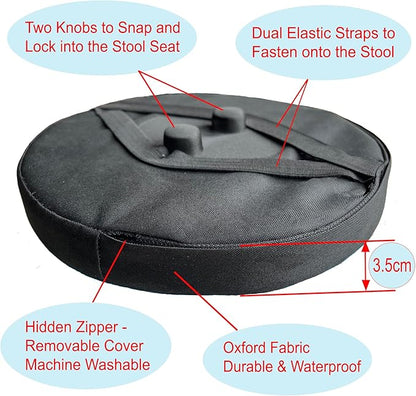 Thick Seat Cushion for Telescopic Stools (Exclude Stool), Chair Pads with Soft Foam and Two Pegs Fit in Round Collapsible Folding Stools (Cushion Only)