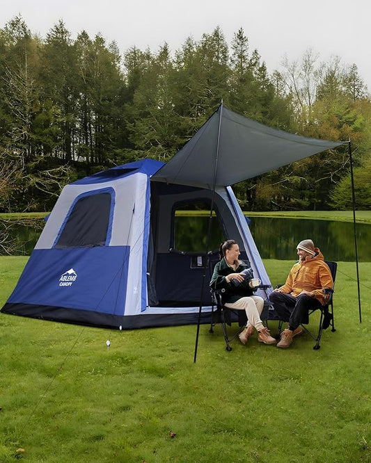 Inflatable Tent for Camping, 8.2x8.2FT Large 4-6 Person Blow up Tent with 2 Doors and 4 Screen Mesh Panels, Footprint Included(Sapphire & Light Gray)