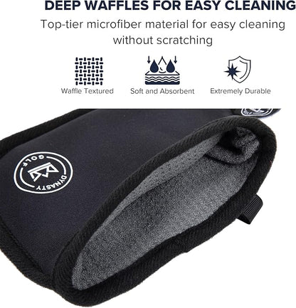 Golf Club Cleaner for Golf Bag - Golf Ball Cleaner Pouch - Waterproof Inside and Dry Outside - Golf Club Brush and Groove Cleaner in One - Golf Ball Washer - Golf Club Bag Accessories