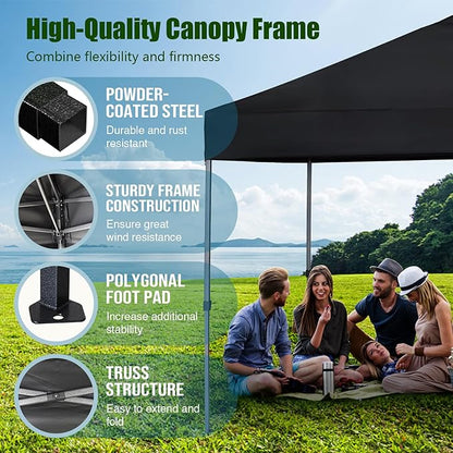 Eurmax USA NOMATTER ONE-Person Open&Close 10x10ft Pop Up Canopy Tent，Portable Shelter Canopy for Outdoor Events，Instant Canopies, Temporary Sunshade,Bonus 4 Sand Bags(Blue)