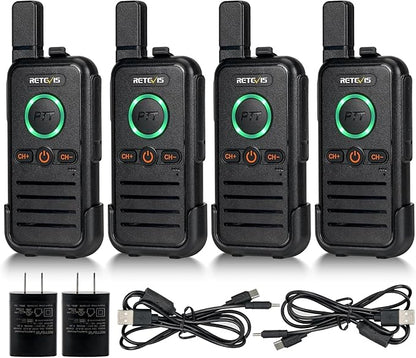 Retevis RB45 Rechargeable Walkie Talkies Long Range,Portable 2 Way Radio for Adults,Emergency Alarm,Dual PTT Two Way Radios for Cruise Camping Family Outdoor(4 Pack)