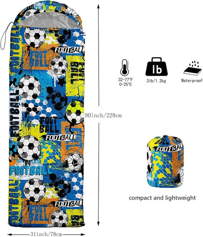 Kids Sleeping Bag for Boys Girls,Western Cowboy Print-Lightweight Warm Portable Outdoor Indoor-Waterproof Cold Weather Resistant Sleeping Bag for Camping Hiking