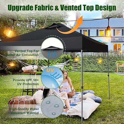 Eurmax USA NOMATTER ONE-Person Open&Close 10x10ft Pop Up Canopy Tent，Portable Shelter Canopy for Outdoor Events，Instant Canopies, Temporary Sunshade,Bonus 4 Sand Bags(Blue)