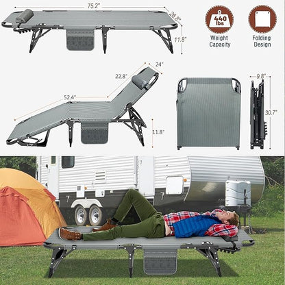 ABORON 2PK Folding Camping Cot for Adults, Heavy Duty 3-in-1 Bed for Guest Sleeping, Adjustable Double-Layer 1200D with Mattress & Carrying Bag for Home, Office, Vacation, Hospital Use