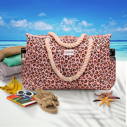 SHYLERO Beach Bag and Pool Bag. Has Airtight Pouch, Ton of Pockets. Beach Tote is Zippered, Water Resistant. Family Size
