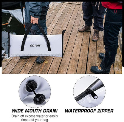 Goture Insulated Fish Cooler Bag, Leakproof Fish Kill Bag, Waterproof Fish Bag with Carry Handle and Strap, Portable Large Fishing Cooler Bag with Drain Plug, Keep Ice Cold All Day, 40inx16.5in