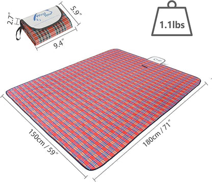 Wind Tour Family Outdoor Waterproof Durable Picnic Blankets with Carry Strap,Foldable 50×70.9 inch Sandproof Picnic Floor Mat for Kids Playground Camping Park Hiking Grass Travelling (1, Red)