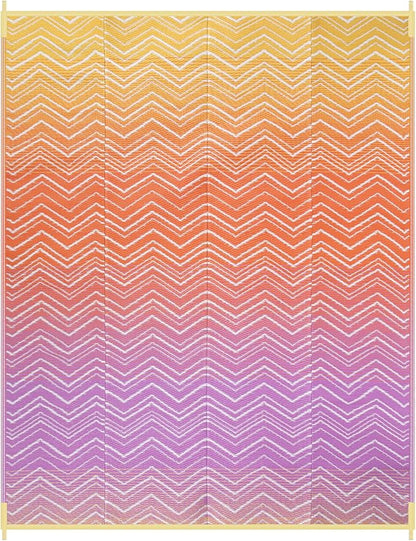 Lahome Colorful Waterproof Outdoor Rug 8x10, Reversible Outdoor Plastic Straw Rug for Patios, Outside RV Mat Carpet for Deck Porch Backyard Balcony Picnic Trailer (Orange/Purple, 8' x 10')