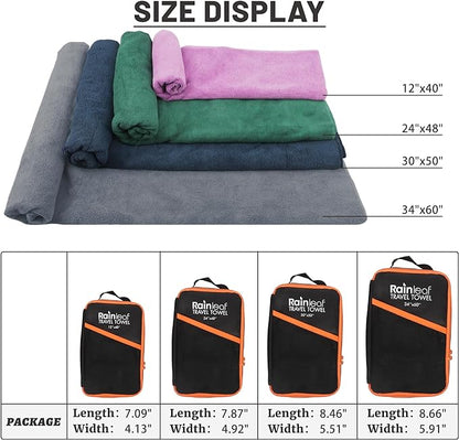 Rainleaf Microfiber Travel Towel Quick Dry Swimming Towel Ultra-Compact,Super Absorbent,Washcloths for Bathroom, Shower,Camping,Backpacking