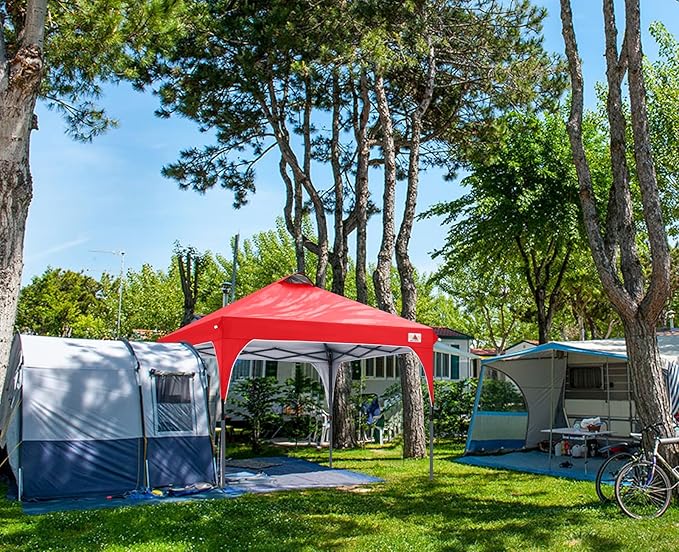 ABCCANOPY Outdoor Pop up Canopy Tent, 10x10 Instant Portable Canopy for Camping, Beach, Backyard, Red