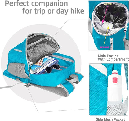 35L Foldable Waterproof Backpack For Outdoor Sports Travel Inside Wet Clothes Compartment Packable For Multiple