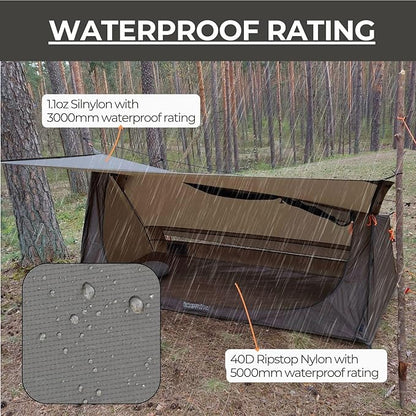 onewind Ultralight One Person Bivy Tent, Backpacking Tent for Single Person Waterproof Silnylon Lightweight for Camping Backpacking Hiking, NO Trekking Pole