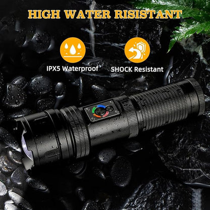ULTRAFIRE Tactical Flashlight 1500 Lumens with Camping Lantern, Zoomable 10 Modes Bright LED Flashlight, USB Rechargeable, with Red Flashing Mode for Camping Hiking Outdoor, Z9 PRO