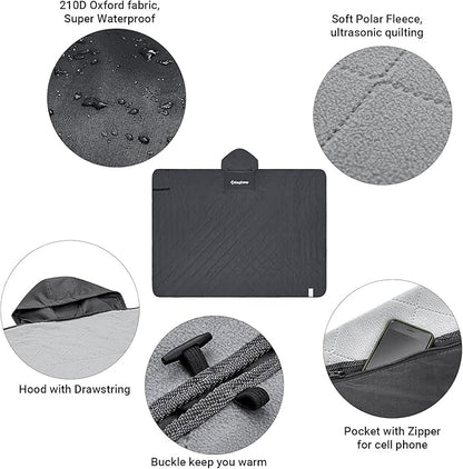 KingCamp Hooded Stadium Blanket - Waterproof & Windproof Fleece Blanket for Sports, Concerts, Park, Travel & Hiking