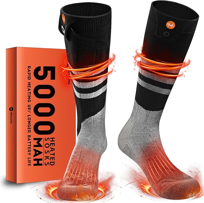 Heated Socks for Men Women, MewaMaA Battery Heated Socks Rechargeable Washable, Electric Socks Foot Warmer for Hiking Biking Camping Skiing Hunting Outdoor Work, Heating Socks Warm Socks