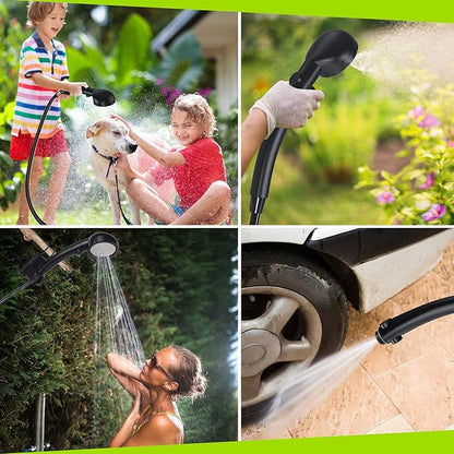 Portable Shower for Camping, [Long-Lasting] Spopal 6000mAh Rechargeable Camping Shower with Intelligent LED Display, 4 Spray Modes, IPX7 Waterproof Outdoor Shower Kit for Hiking, Travel, Car, Pet