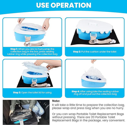 A ARCIYON Portable Toilet Car Camping Toilet Indoor & Outdoor Commode,Travel Potty,Portable Toilet for Car,Camping,Hiking,Long Road Trips,Traffic jam