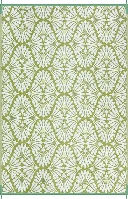 Lahome Outdoor Plastic Straw Camping Rugs, Waterproof 6x9 Outdoor Patio Rugs, Reversible Portable Outside Carpets for Beach Camping Picnic Rv, Pale Green,6'x9'