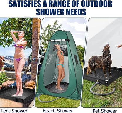 TOBWOLF Portable Shower Pan,Foldable RV Camping Shower Base Outdoor & Indoor,Temporary Showers Floor to Keep Feet Clean for RV, Tent, Awning, Camping, Beach