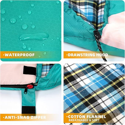 Cotton Flannel Liner Sleeping Bag for Adults Teens Kids, Cold Weather &Warm, 3 Seasons, Lightweight Compact Camping Essentials Equipment, Hiking, Outdoor, Travel