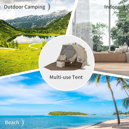 Naturehike Beach Tent Sun Shelter for 3-4 Person, Automatic Easy Set up Pop up Instant Tent, UPF50+ UV Protection Portable Canopy Privacy Tent (Light Brown)