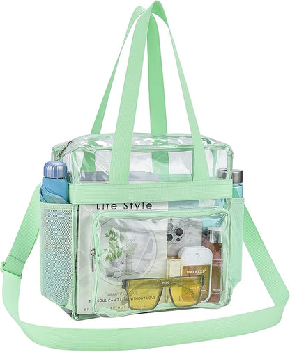 USPECLARE Clear Tote Stadium Approved, Security Travel & Gym Clear Bag for Work Sports Games Concerts
