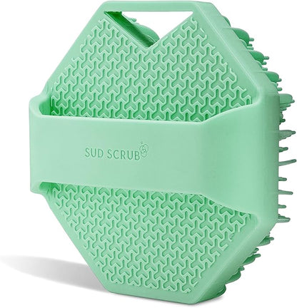 Sud Scrub® Antimicrobial Silicone Body Scrubber, Exfoliating Body Scrubber for Sensitive Skin, Eco Friendly Shower Scrubber for Body, Silicone Body Brush for Showering, Mint