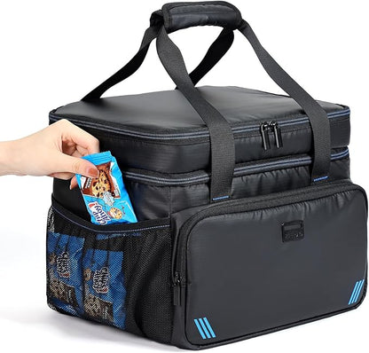 ZEEMO Soft Cooler Bag, Insulated Lunch Box, 12/24 Can Ice Chest, Double Leakproof Layers, Waterproof and Collapsible Case for Work Outdoor Trip, Black
