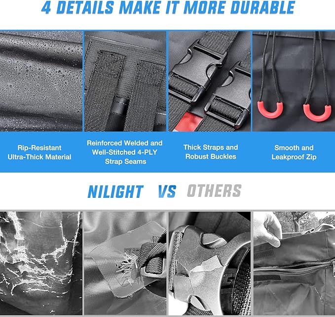Nilight Car Roof Bag 21 Cubic Feet Waterproof Rooftop Cargo Carrier,Suitable for All Vehicle with/Without Rack - Waterproof Zip,Reflective Strip,Anti-Tear 840D PVC, with Anti-Slip Mat