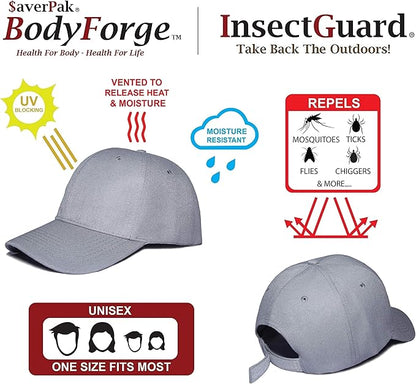 $averPak InsectGuard & BodyForge Mosquitoes Flies Ticks Insect Repellent Mens Womens Hiking Camping and Hunting Baseball Caps