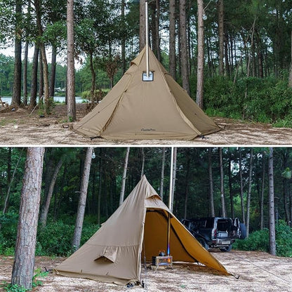 FIREHIKING Camping Hot Tent 2-4 Person Teepee Tent with Stove Jack for Backpacking Hunting