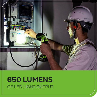 Greenworks 24V 2-in-1 Work Light, Dual Function, (2) Interchangeable Light Heads, 650 Lumen LED, Tool Only