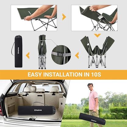 KingCamp Folding Camping Cot for Adults,Portable Sturdy Sleeping Cot with Carry Bag Outdoor Lightweight Camping Bed Support 264 lbs,Large Outdoor Foldable Travel Cots for Camping Beach Home Nap