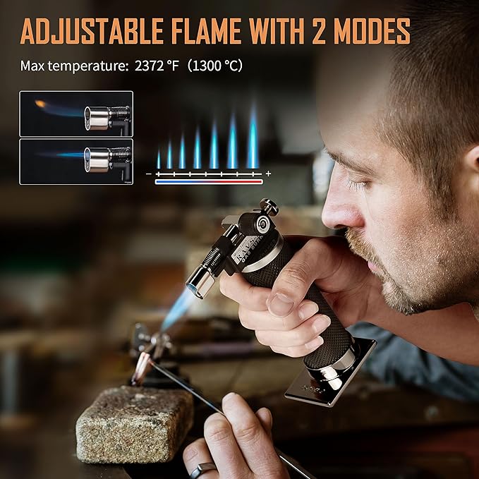 ravs Butane Torch Lighter, DUAL Flame Mode Kitchen Torch Cooking Torches, Blow Torch lighters butane refillable, Micro Torch Mini Torch for heat shrink tubing, Soldering Torch (Butane is Not Included)