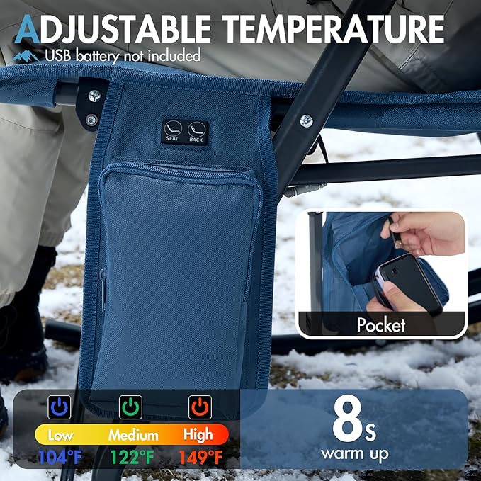 PORTAL Oversized Folding Rocking Camping Chair Portable Outdoor Rocker with High Back Hard Armrests Carry Bag, Supports 400 lbs