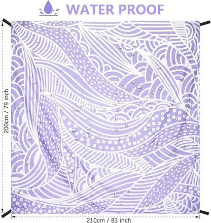 Beach Blanket, Sandproof Beach Mat, Waterproof Quick Drying Lightweight Outdoor Aztec Picnic Mat 79" X 83" for 2-4 Adults with Pocket for Travel, Camping, Hiking
