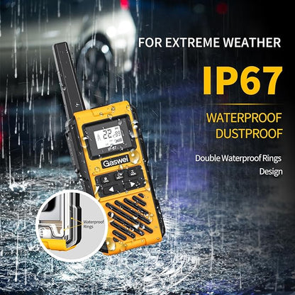 Gaswei G1pro Heavy Duty Walkie Talkies for Adults, Rechargeable Two Way Radios Long Range, 2 watt Emergency Radio, IP67 Waterproof, VOX，Rechargeable, Portable, FRS, Durable, USB Type-c (2 pack)