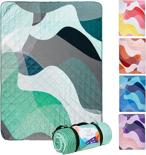 Whale Flotilla Extra Large Waterproof Picnic Blankets 60"x80", Foldable Lightweight Outdoor Blanket for Camping, Hiking, Traveling, Soft Portable Easy to Clean Picnic Mat for Beach Grass Park, Green