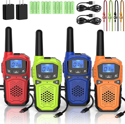 Walkie Talkies for Adults- WokTok Long Range 2 Way Radio for Camping Hiking Hand Held Hiking Accessories Camping Gear Xmas Birthday Gift for Kids,SOS Siren,NOAA Weather Alert,4 Radios
