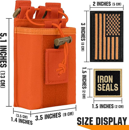 IronSeals 2 Pack Tactical Molle Adjustable Interphone Storage Bag Outdoor Sports Radio Pouch for Two Ways Walkie-talkie