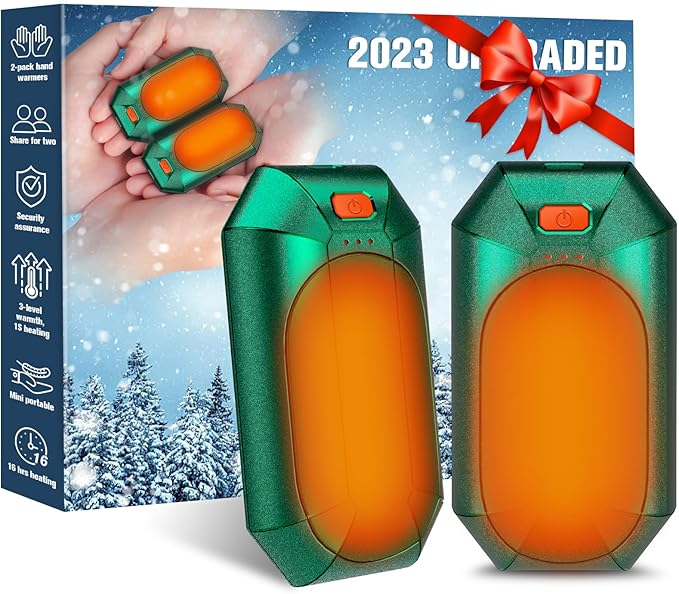 2 Pack Hand Warmers Rechargeable, Electric Hand Warmer Reusable, USB Handwarmers,Outdoor/Indoor/Golf/Camping/Hunting/Pain Relief/Watch Football/Baseball/Warm Gifts for Men Women Kid Birthday Christmas
