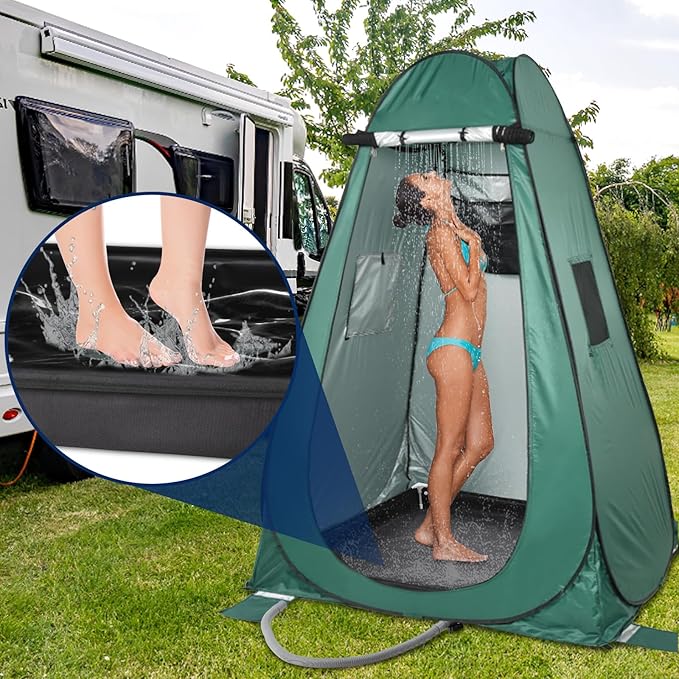 TOBWOLF Portable Shower Pan,Foldable RV Camping Shower Base Outdoor & Indoor,Temporary Showers Floor to Keep Feet Clean for RV, Tent, Awning, Camping, Beach