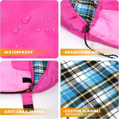 Cotton Flannel Liner Sleeping Bag for Adults Teens Kids, Cold Weather &Warm, 3 Seasons, Lightweight Compact Camping Essentials Equipment, Hiking, Outdoor, Travel