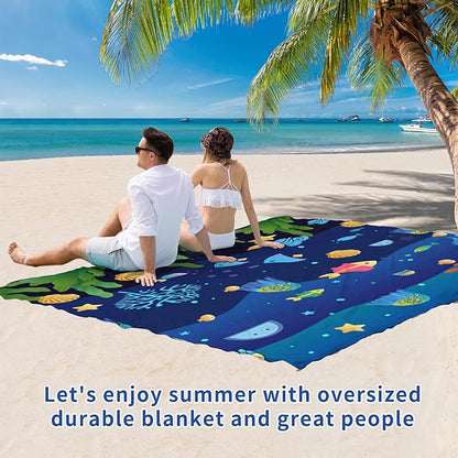 BYDOLL Beach Blanket Waterproof Sandproof 78''×81'' Suits1-4 Adults Compact Lightweight Oversized Sand-Free Blanket Large Picnic Mat for Beach Travel Camping Hiking