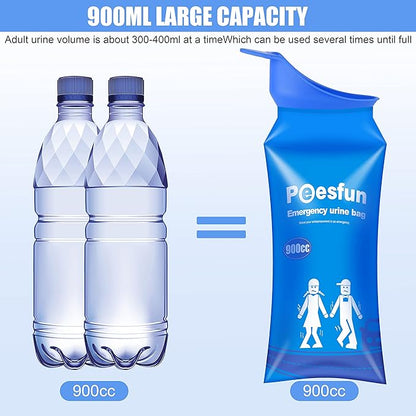 Disposable Urinal Bag, 2024 Upgraded 900ML Emergency Urine Bag, Pee Bags for Travel, Urinals Portable for Car, Universal Urinal Bag for Men, Women and Children, Essential for Outdoor Travel