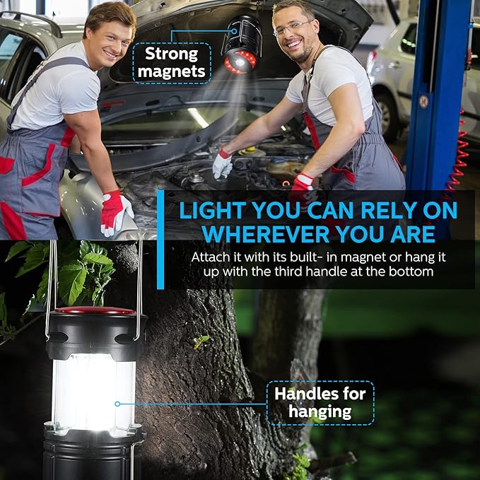 8 Pack Camping Lights and Lanterns Battery Powered Lanterns for Power Outages Lantern Flashlight Red Light and Magnet Base Collapsible Portable Waterproof Emergency Light for Hurricanes Outdoor Hiking