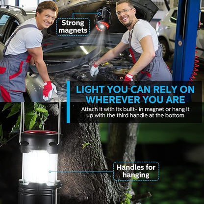 8 Pack Camping Lights and Lanterns Battery Powered Lanterns for Power Outages Lantern Flashlight Red Light and Magnet Base Collapsible Portable Waterproof Emergency Light for Hurricanes Outdoor Hiking